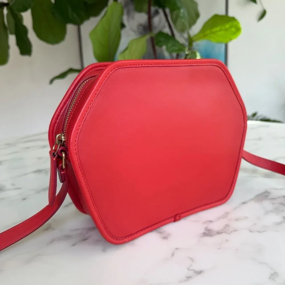 COACH Originals Archival Zip Geometric Pouch Leather Crossbody Bag Carmine Red - Picture 15 of 16